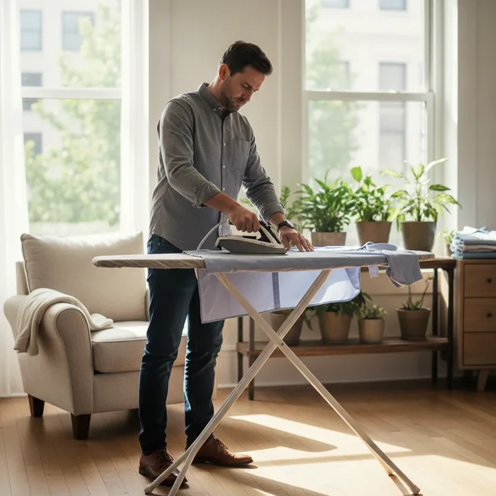 Lifestyle photograph supplied with the Alpha Erec pack: thirties ironing shirt